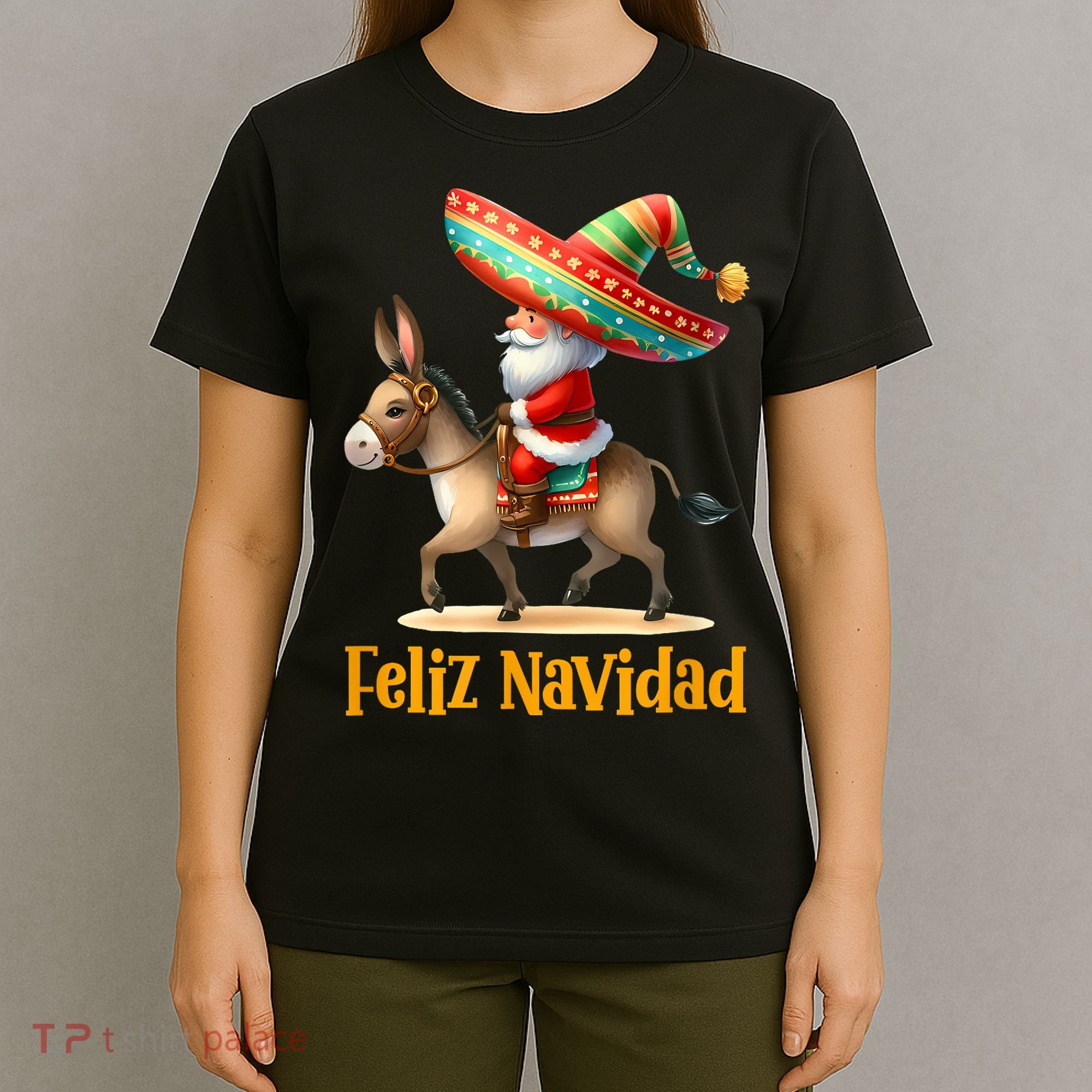 Mexican Santa Riding Donkey Christmas Navidad Mexicana T-Shirt