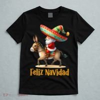 Mexican Santa Riding Donkey Christmas Navidad Mexicana T-Shirt thumb 5