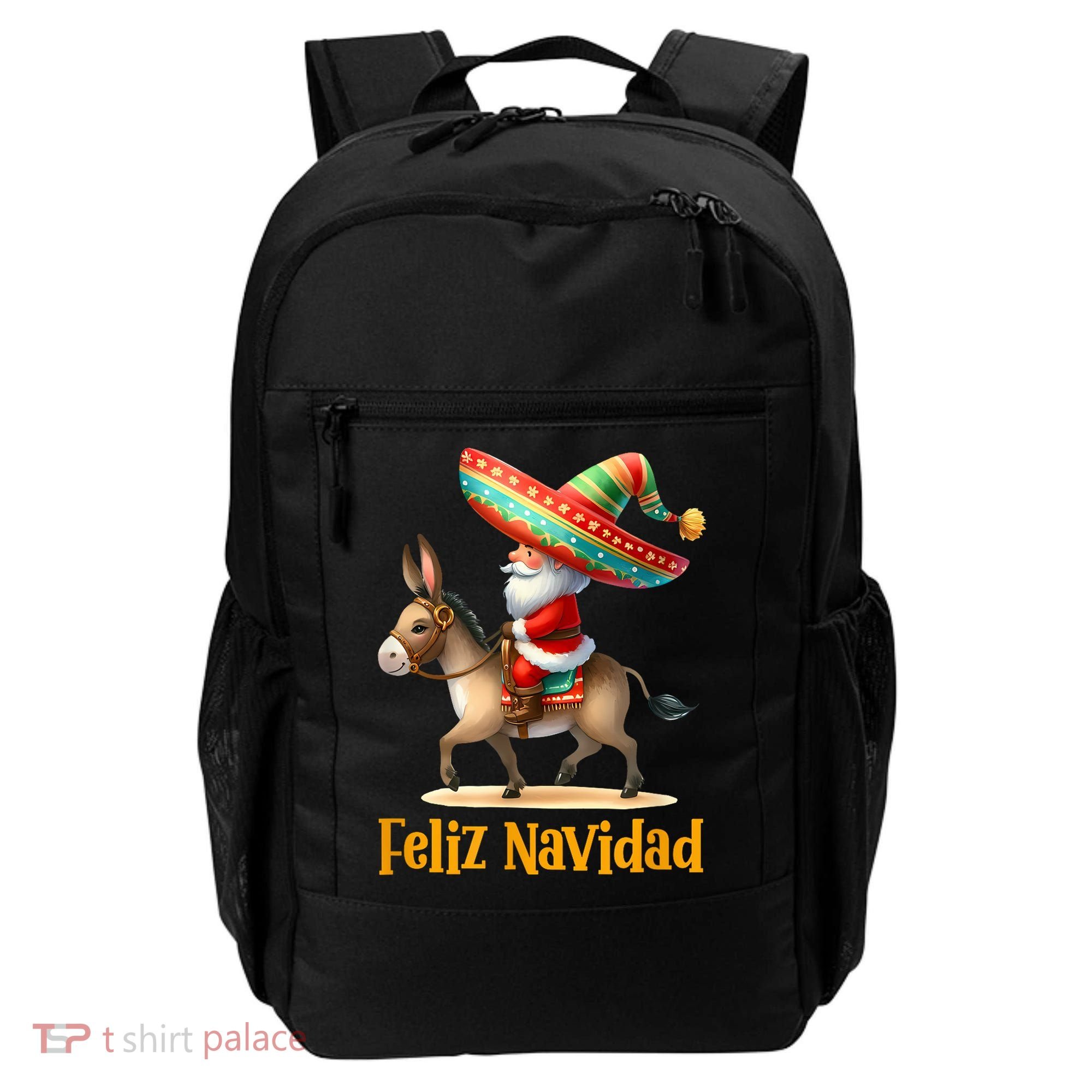 Mexican Santa Riding Donkey Christmas Navidad Mexicana Backpack