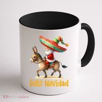 Mexican Santa Riding Donkey Christmas Navidad Mexicana Coffee Mug thumb 1
