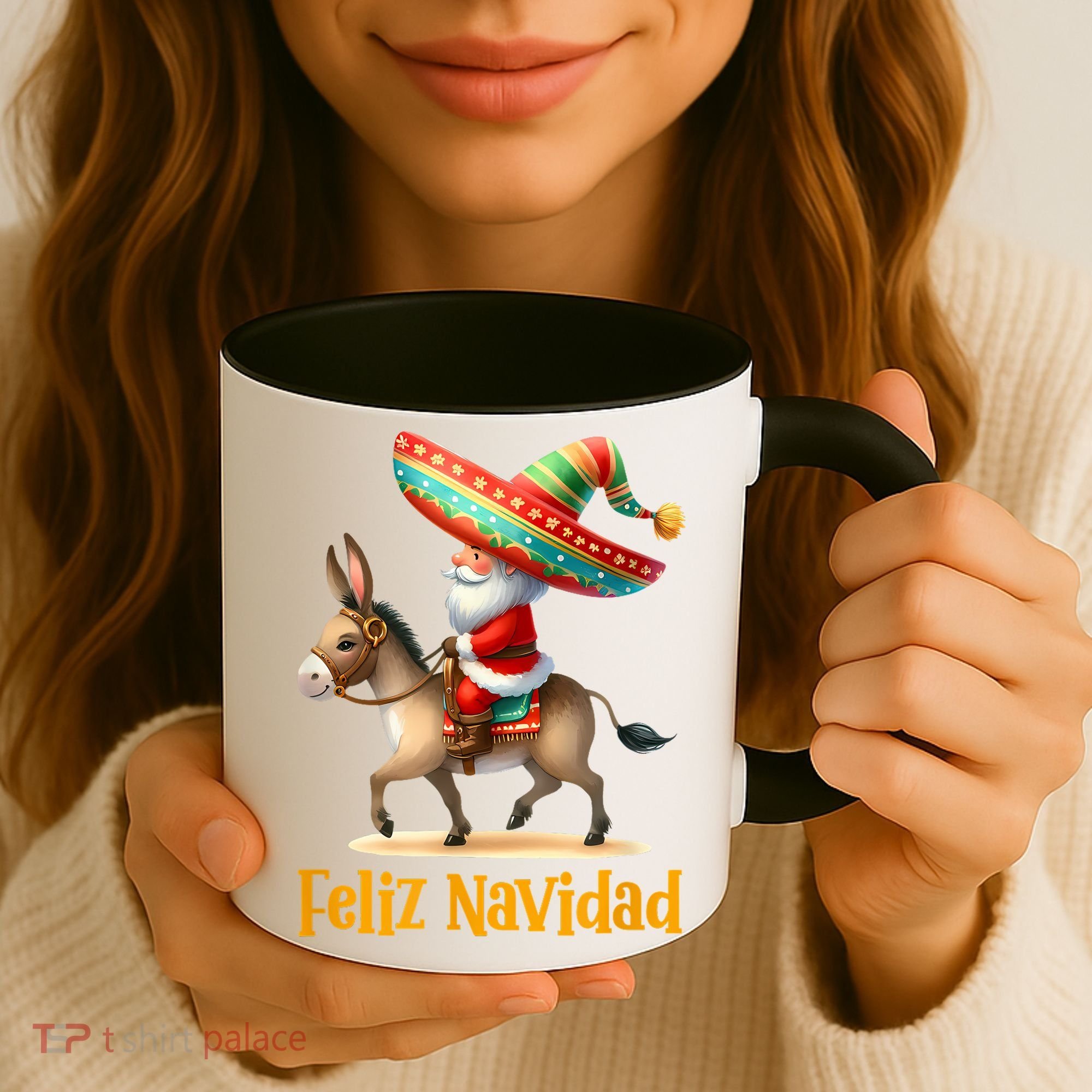 Mexican Santa Riding Donkey Christmas Navidad Mexicana Coffee Mug