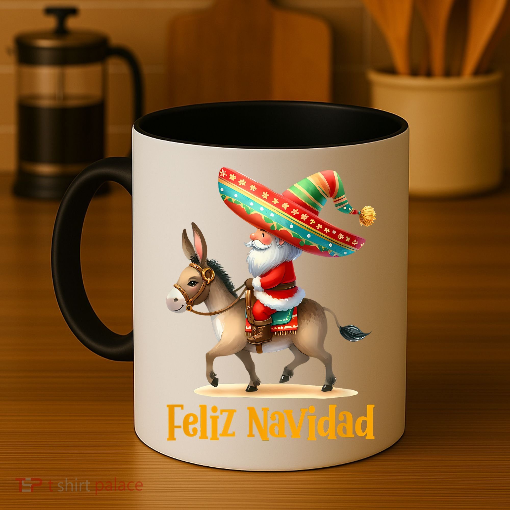Mexican Santa Riding Donkey Christmas Navidad Mexicana Coffee Mug