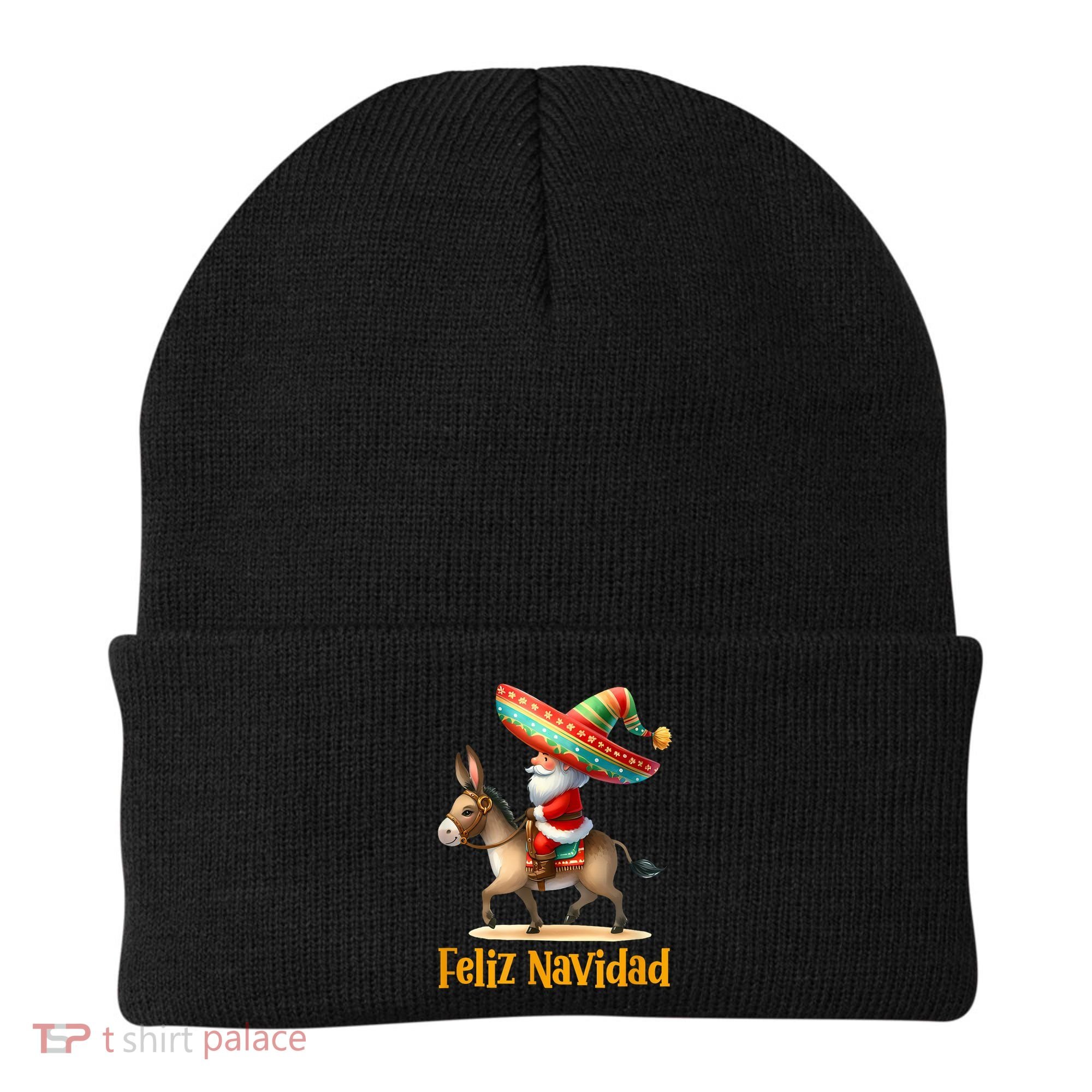 Mexican Santa Riding Donkey Christmas Navidad Mexicana Beanie