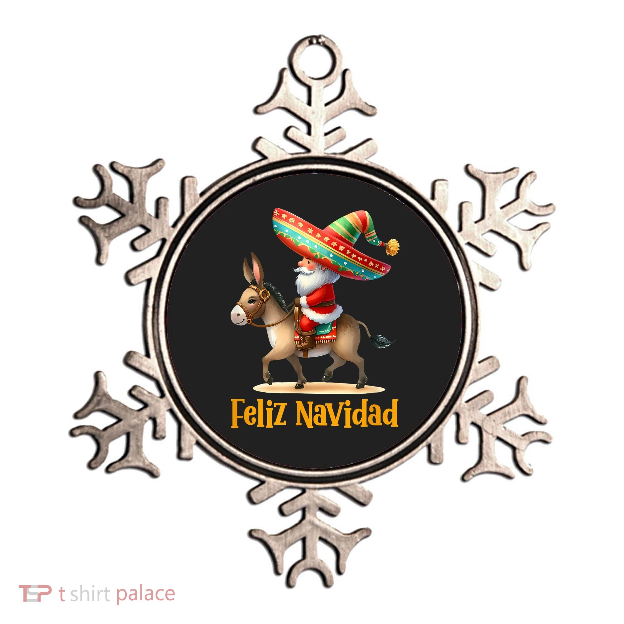 Mexican Santa Riding Donkey Christmas Navidad Mexicana Ornament
