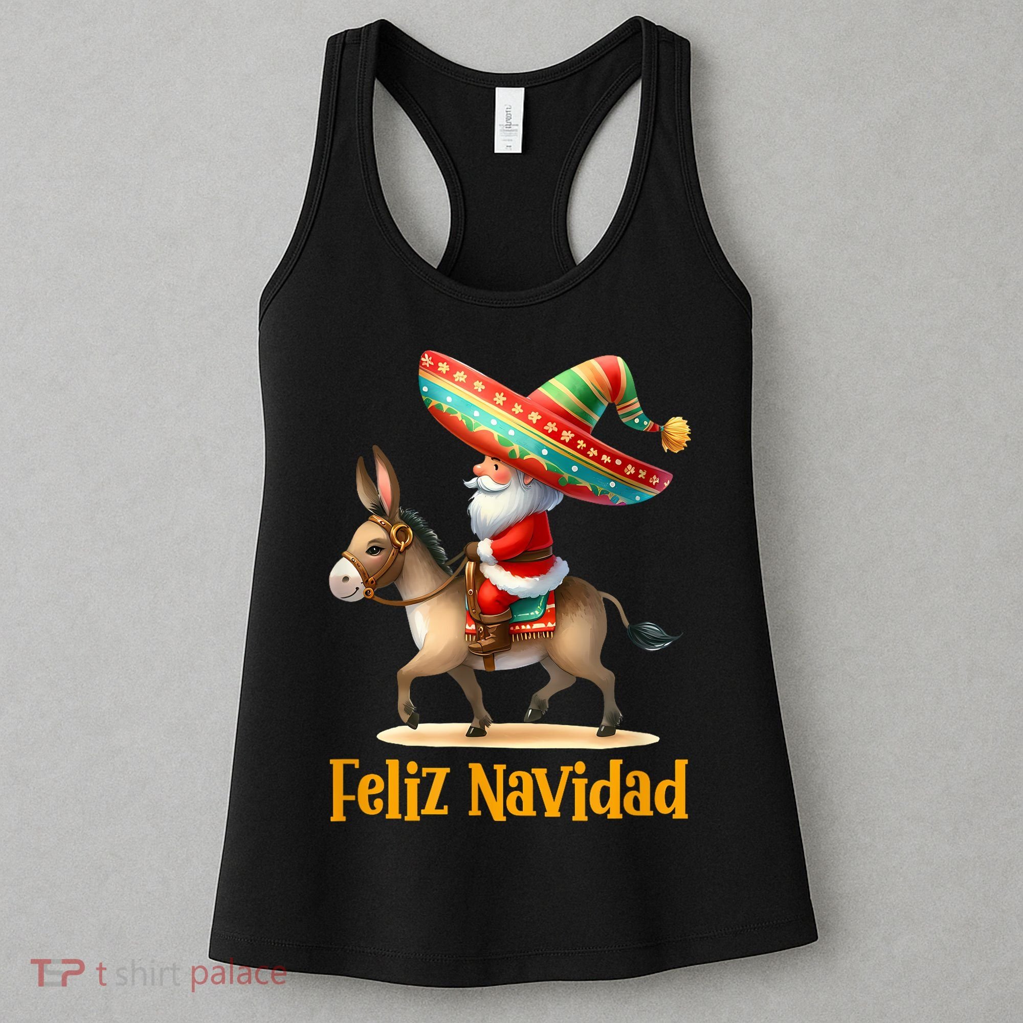 Mexican Santa Riding Donkey Christmas Navidad Mexicana Women's Tank Top