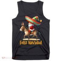 Mexican Santa Riding Donkey Christmas Navidad Mexicana Tank Top thumb 0