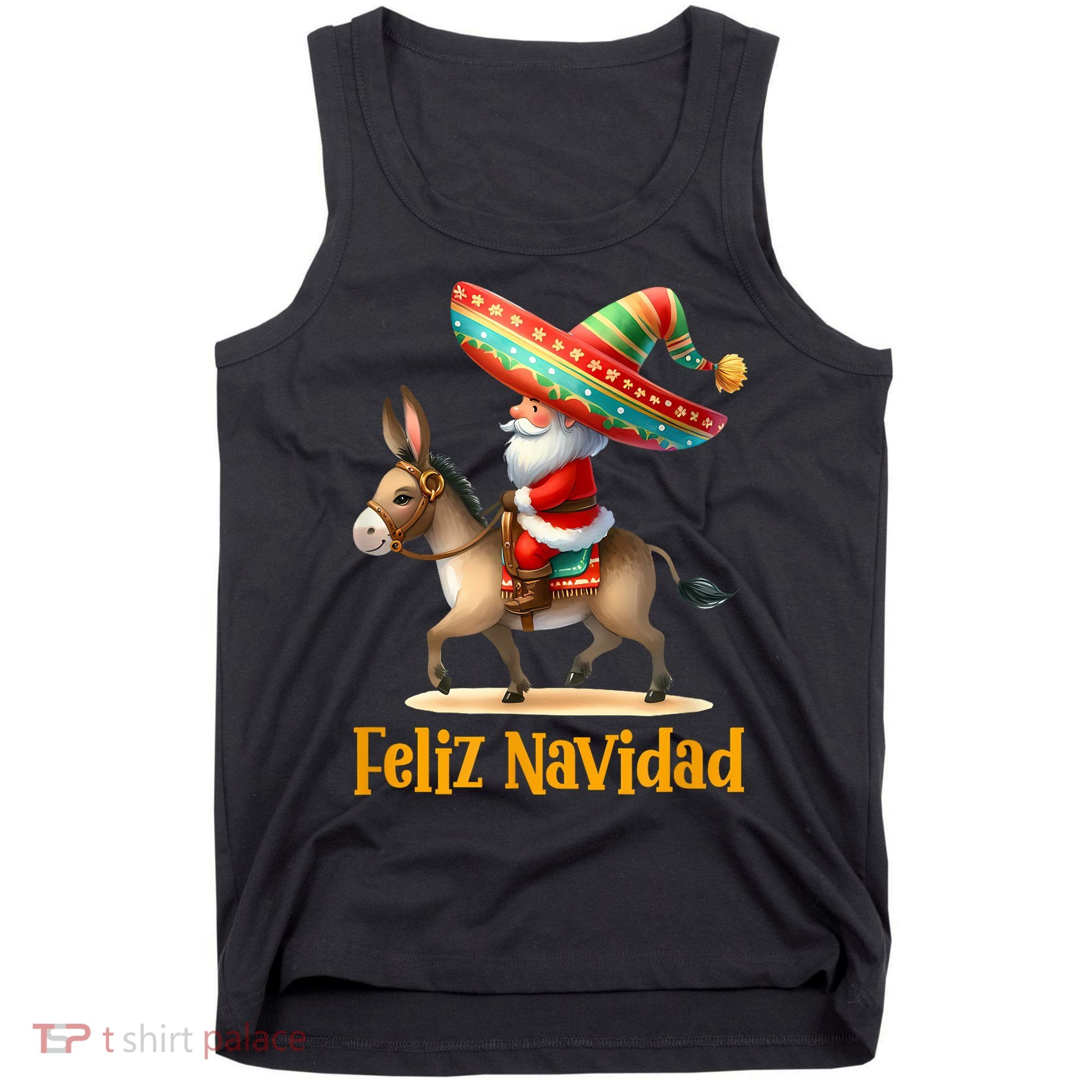Mexican Santa Riding Donkey Christmas Navidad Mexicana Tank Top
