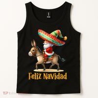 Mexican Santa Riding Donkey Christmas Navidad Mexicana Tank Top thumb 2
