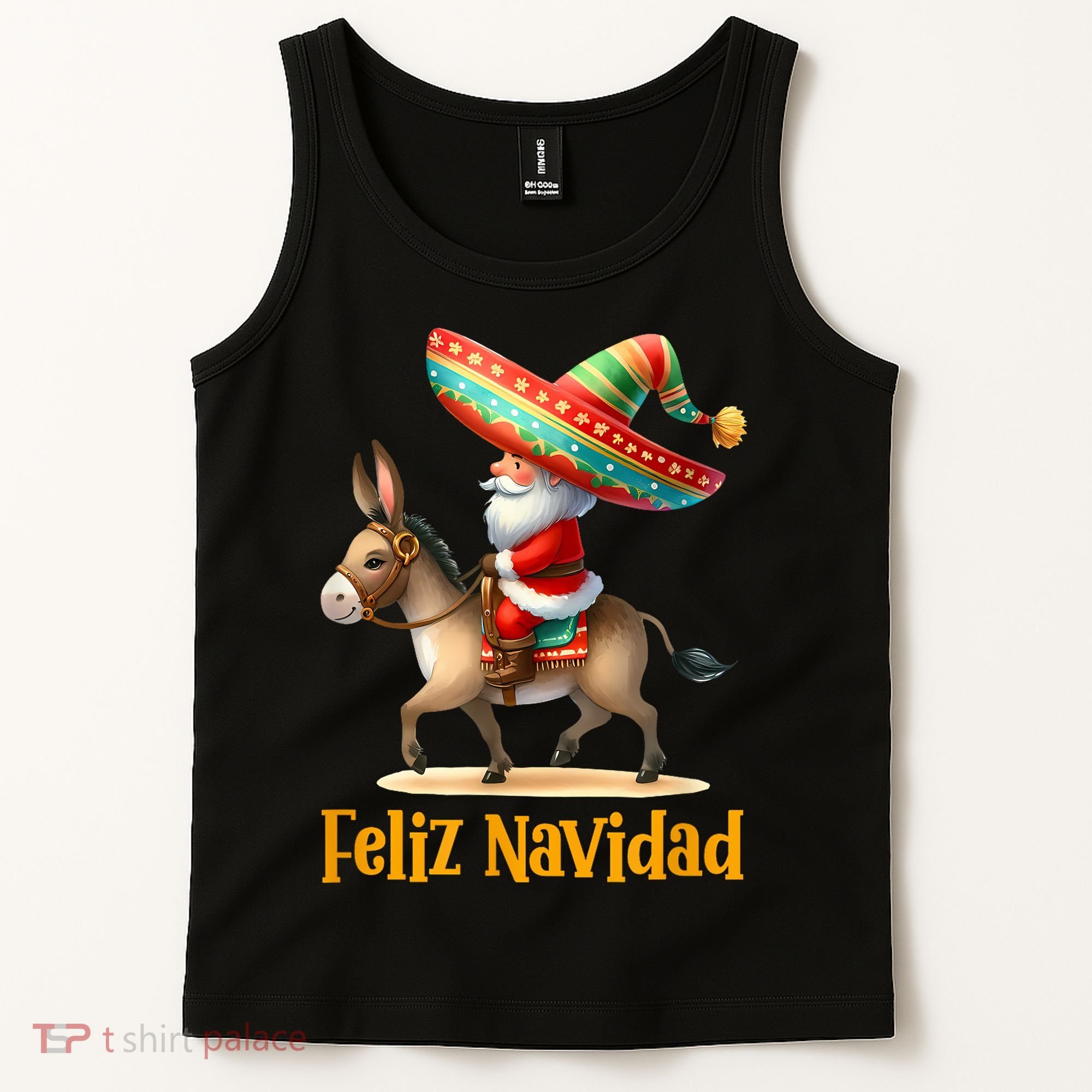 Mexican Santa Riding Donkey Christmas Navidad Mexicana Tank Top