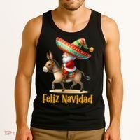 Mexican Santa Riding Donkey Christmas Navidad Mexicana Tank Top thumb 3