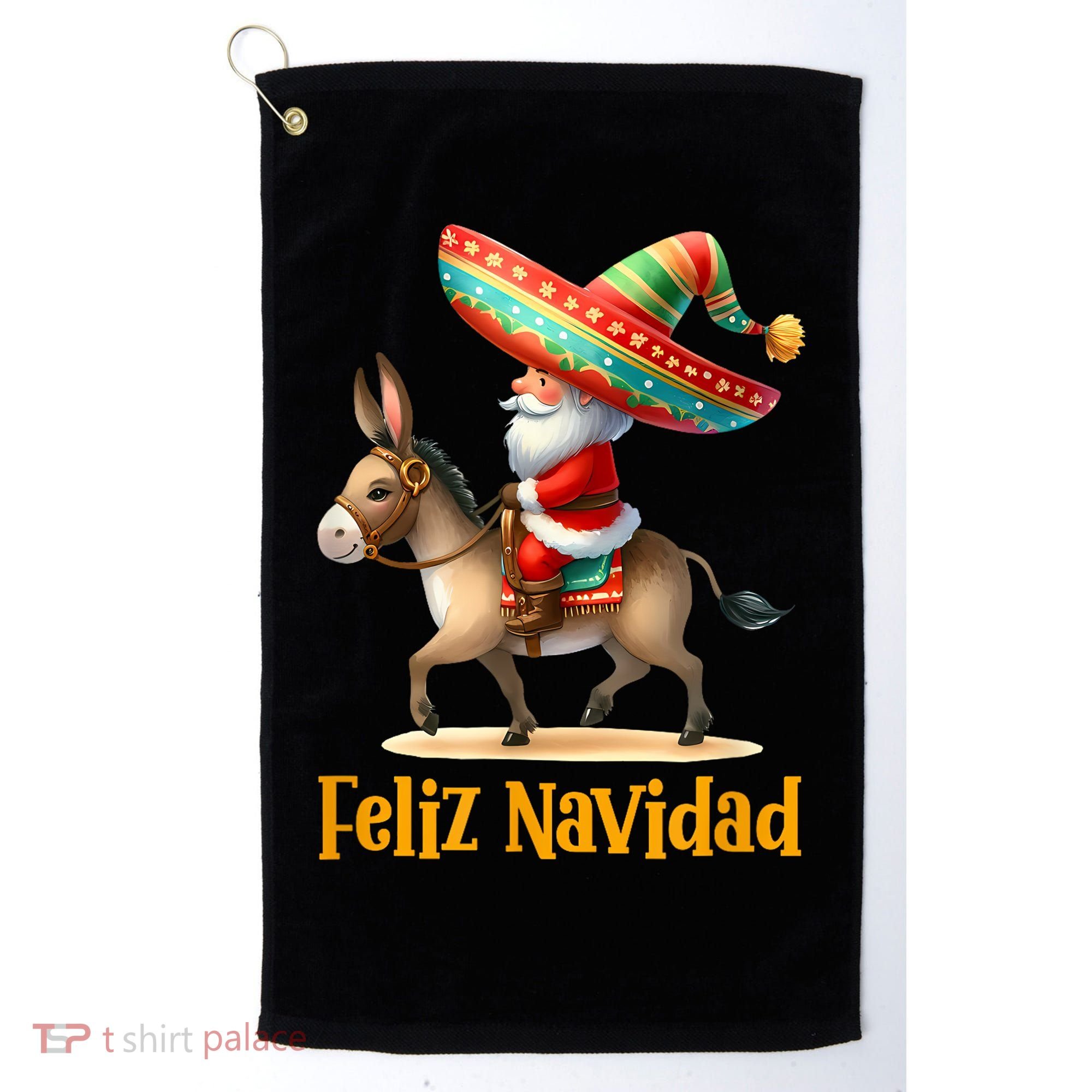 Mexican Santa Riding Donkey Christmas Navidad Mexicana Golf Towel