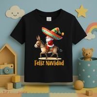 Mexican Santa Riding Donkey Christmas Navidad Mexicana Toddler T-Shirt thumb 3