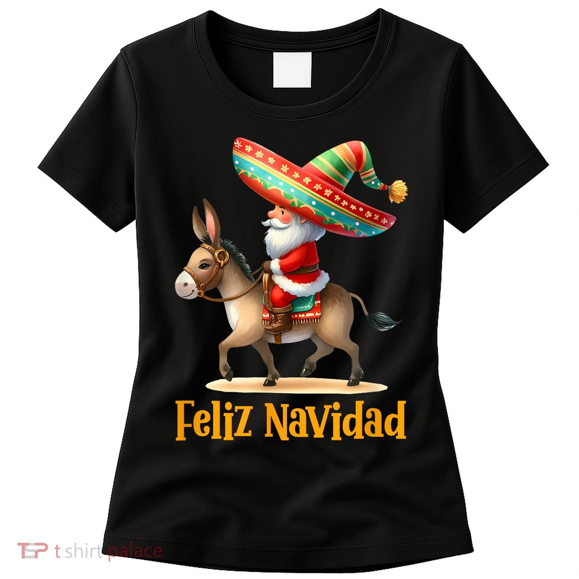 Mexican Santa Riding Donkey Christmas Navidad Mexicana Women's T-Shirt