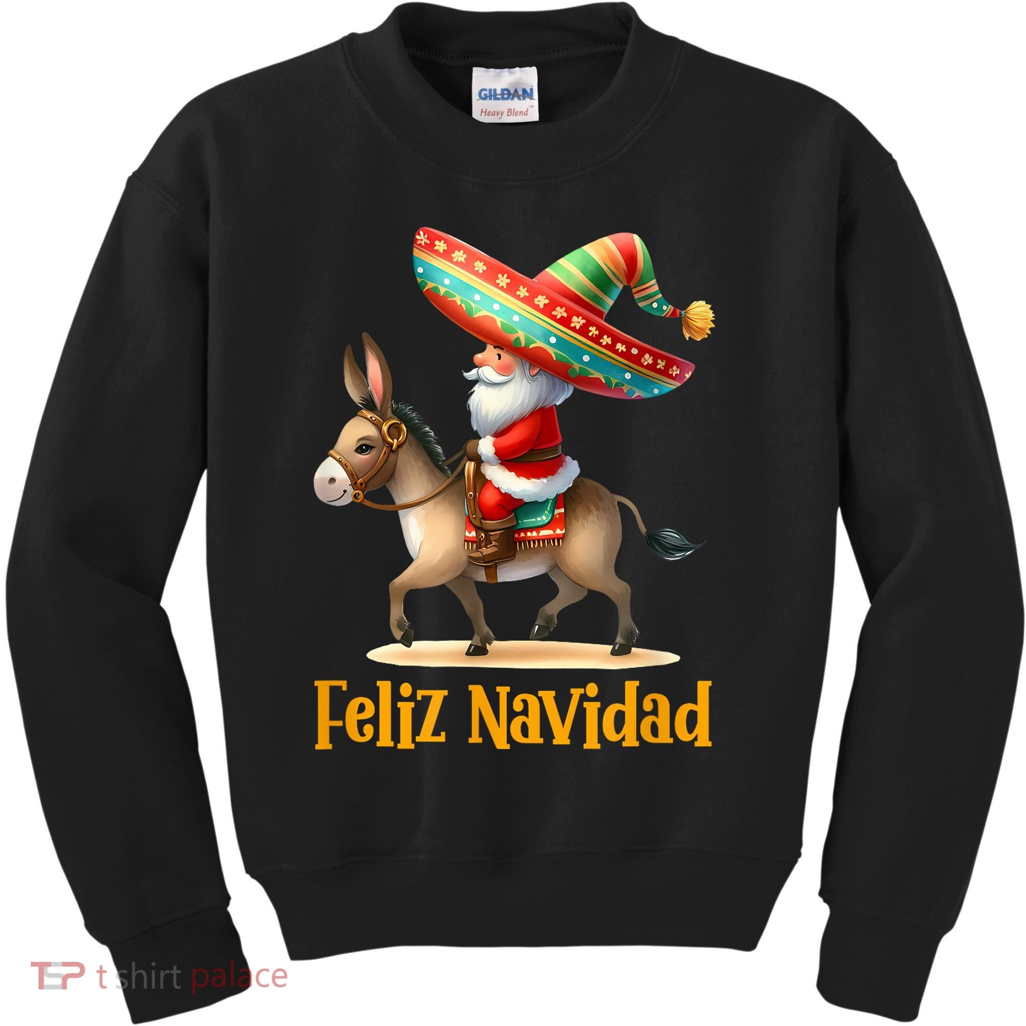 Mexican Santa Riding Donkey Christmas Navidad Mexicana Kids Sweatshirt