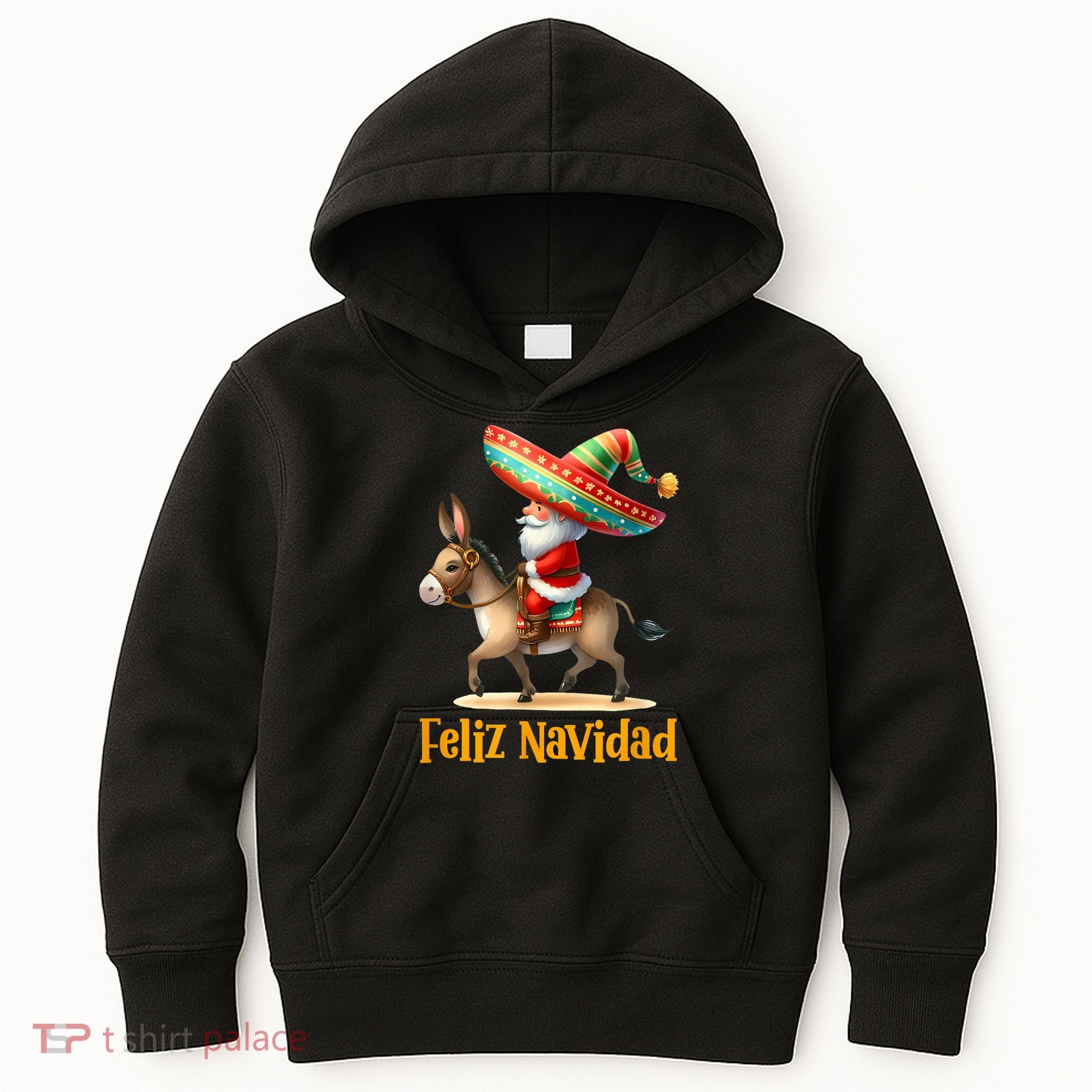 Mexican Santa Riding Donkey Christmas Navidad Mexicana Kids Hoodie