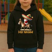 Mexican Santa Riding Donkey Christmas Navidad Mexicana Kids Hoodie thumb 3