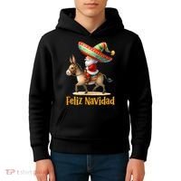Mexican Santa Riding Donkey Christmas Navidad Mexicana Kids Hoodie thumb 4