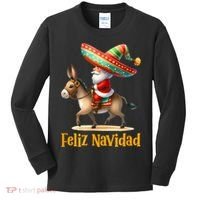 Mexican Santa Riding Donkey Christmas Navidad Mexicana Kids Long Sleeve Shirt thumb 0