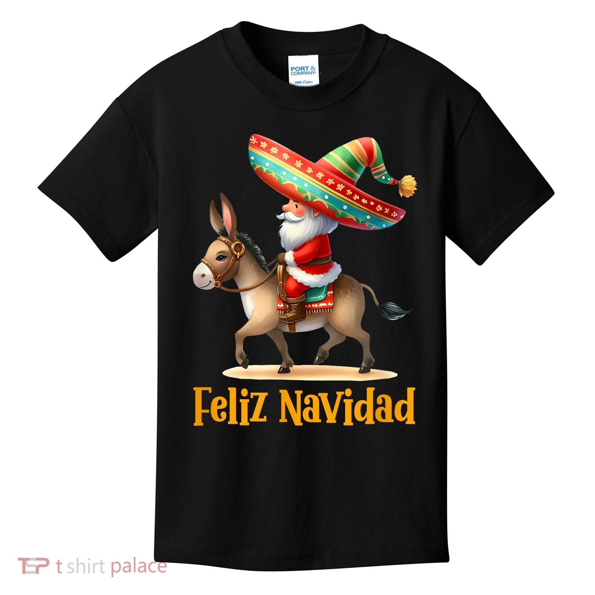 Mexican Santa Riding Donkey Christmas Navidad Mexicana Kids T-Shirt