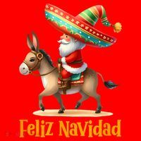 Mexican Santa Riding Donkey Christmas Navidad Mexicana Santa Hat thumb 1