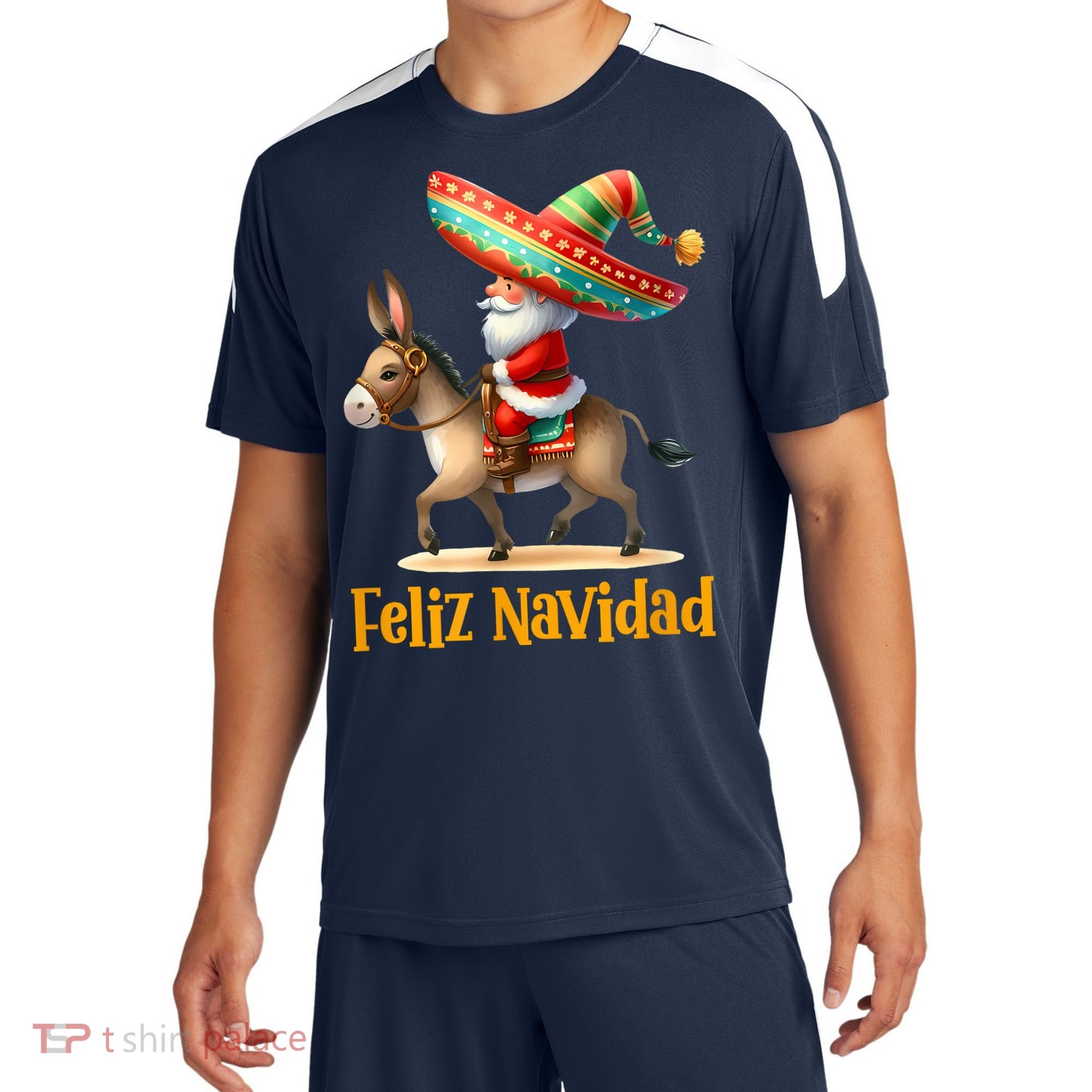 Mexican Santa Riding Donkey Christmas Navidad Mexicana Sport-Tek Competitor United Soccer Jersey