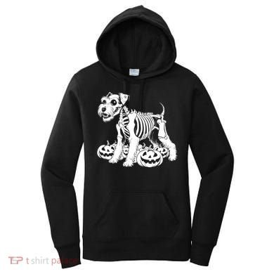 Miniature Schnauzer Skeleton Birthday Halloween Cute Gift Women's Hoodie