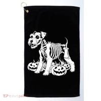 Miniature Schnauzer Skeleton Birthday Halloween Cute Gift Golf Towel thumb 0