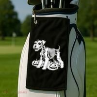 Miniature Schnauzer Skeleton Birthday Halloween Cute Gift Golf Towel thumb 2
