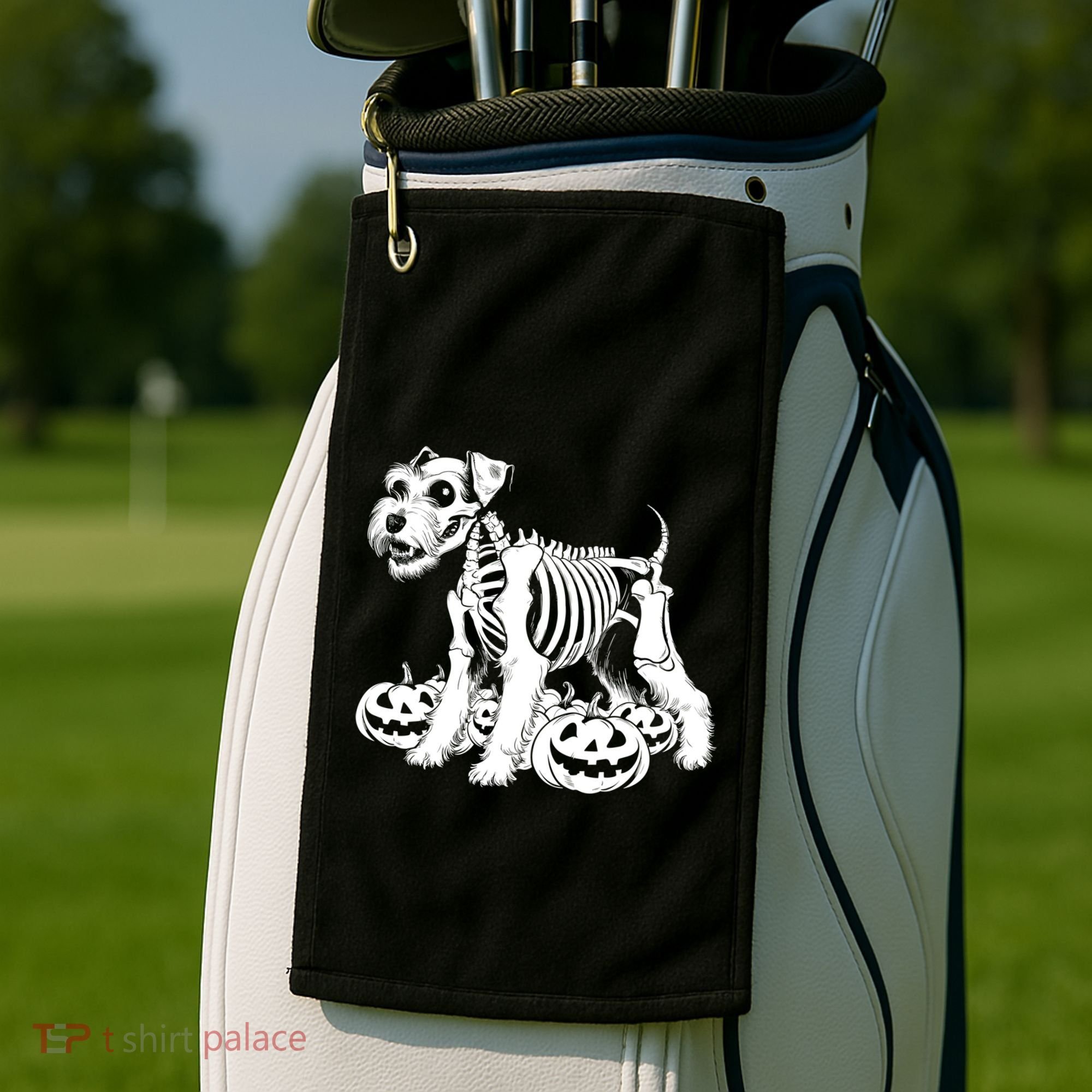 Miniature Schnauzer Skeleton Birthday Halloween Cute Gift Golf Towel