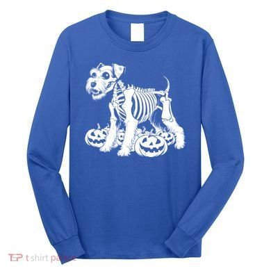 Miniature Schnauzer Skeleton Birthday Halloween Cute Gift Long Sleeve Shirt