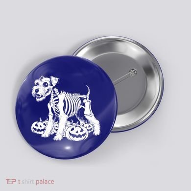 Miniature Schnauzer Skeleton Birthday Halloween Cute Gift Button