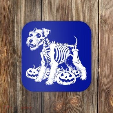 Miniature Schnauzer Skeleton Birthday Halloween Cute Gift Coaster