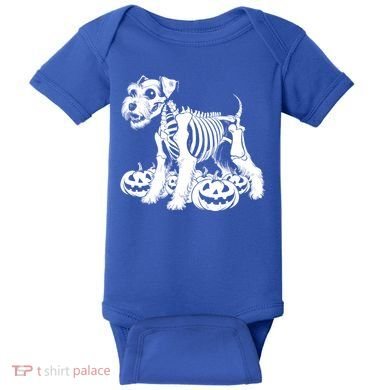 Miniature Schnauzer Skeleton Birthday Halloween Cute Gift Baby Bodysuit