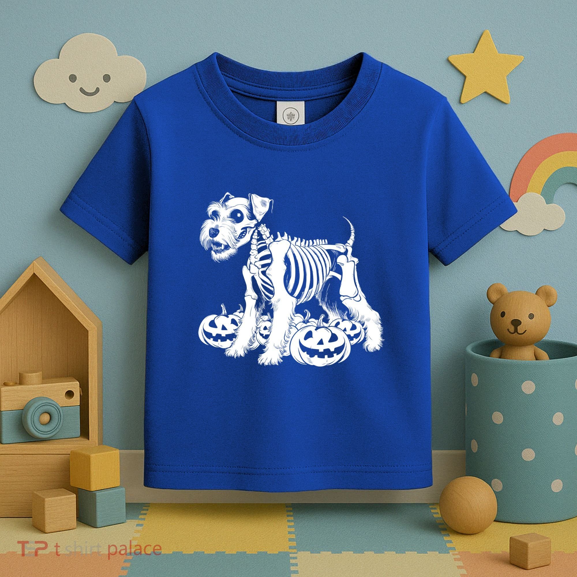 Miniature Schnauzer Skeleton Birthday Halloween Cute Gift Toddler T-Shirt