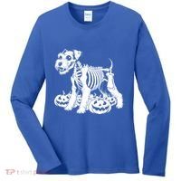 Miniature Schnauzer Skeleton Birthday Halloween Cute Gift Women's Long Sleeve Shirt thumb 0
