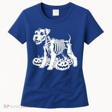 Miniature Schnauzer Skeleton Birthday Halloween Cute Gift Women's T-Shirt