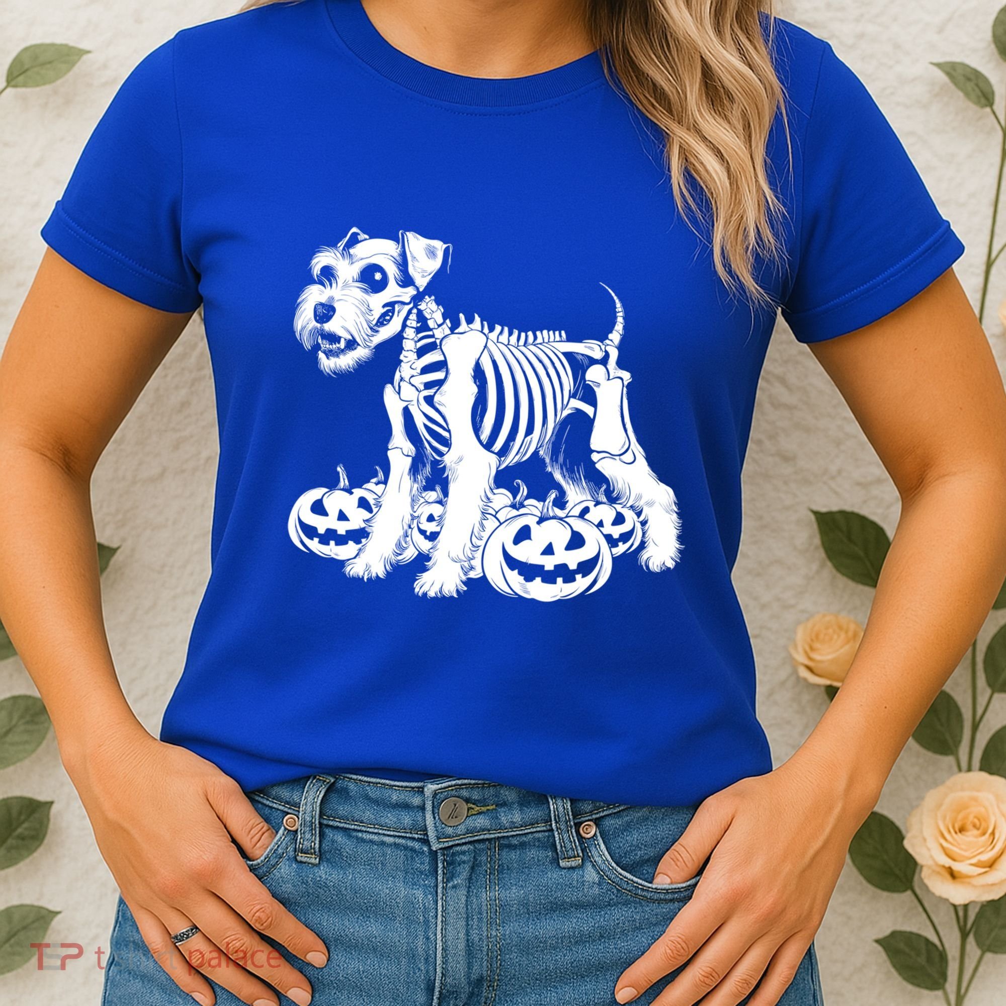 Miniature Schnauzer Skeleton Birthday Halloween Cute Gift Women's T-Shirt
