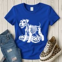 Miniature Schnauzer Skeleton Birthday Halloween Cute Gift Women's T-Shirt thumb 3