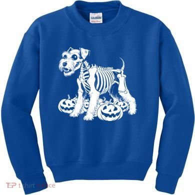 Miniature Schnauzer Skeleton Birthday Halloween Cute Gift Kids Sweatshirt