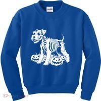 Miniature Schnauzer Skeleton Birthday Halloween Cute Gift Kids Sweatshirt thumb 0