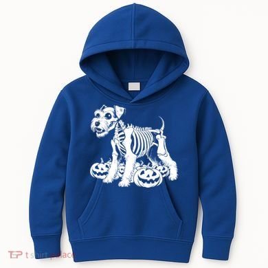 Miniature Schnauzer Skeleton Birthday Halloween Cute Gift Kids Hoodie