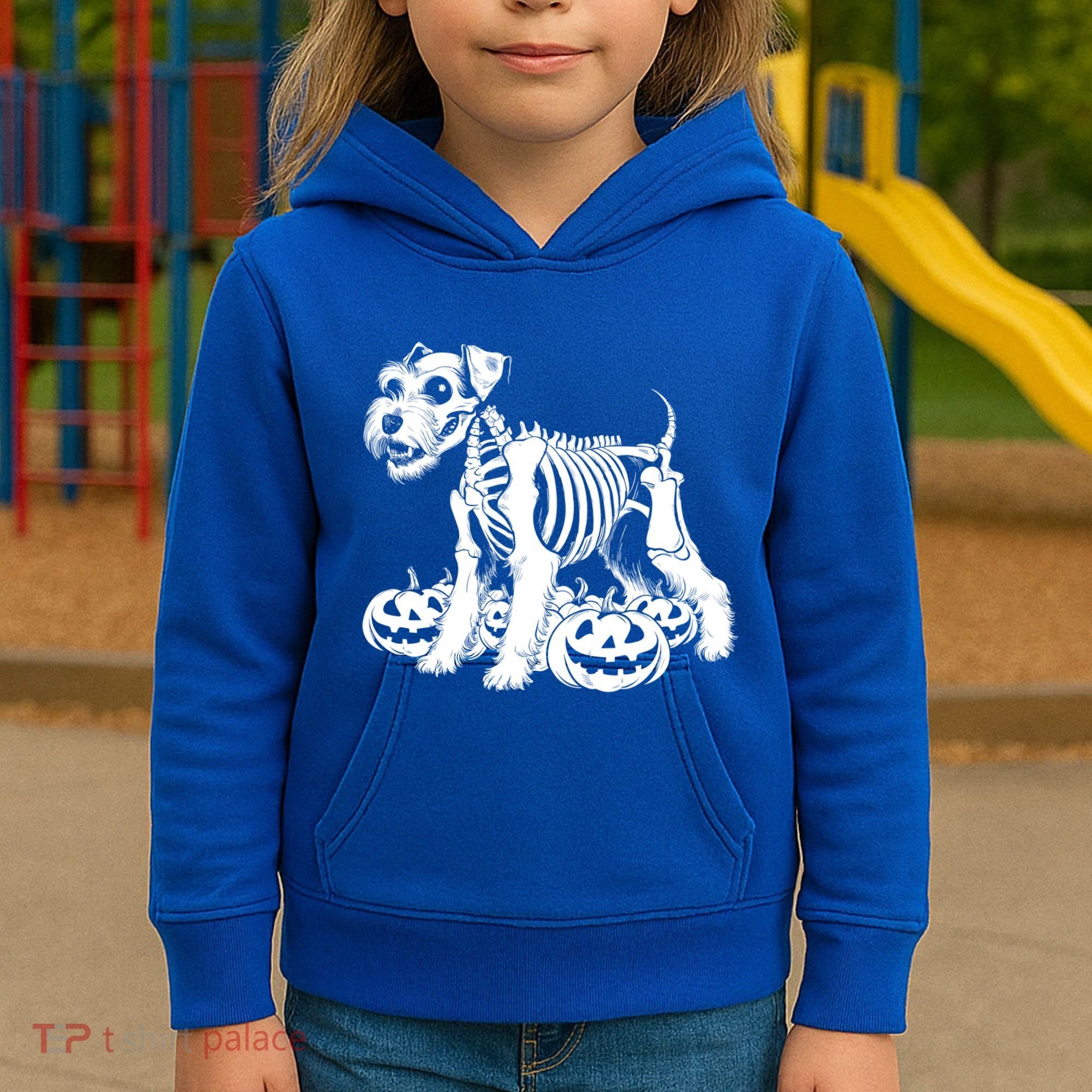 Miniature Schnauzer Skeleton Birthday Halloween Cute Gift Kids Hoodie