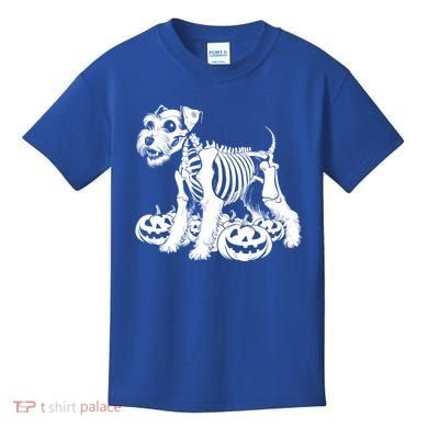 Miniature Schnauzer Skeleton Birthday Halloween Cute Gift Kids T-Shirt