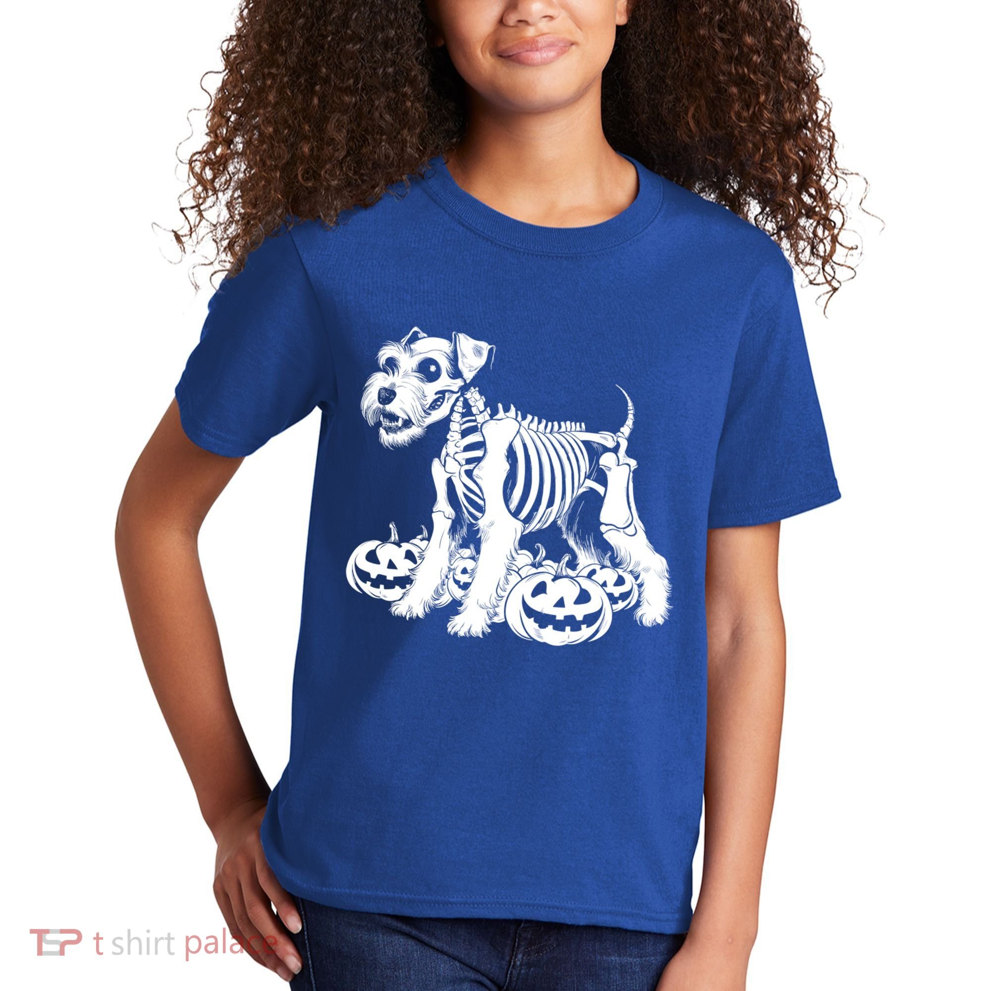 Miniature Schnauzer Skeleton Birthday Halloween Cute Gift Kids T-Shirt