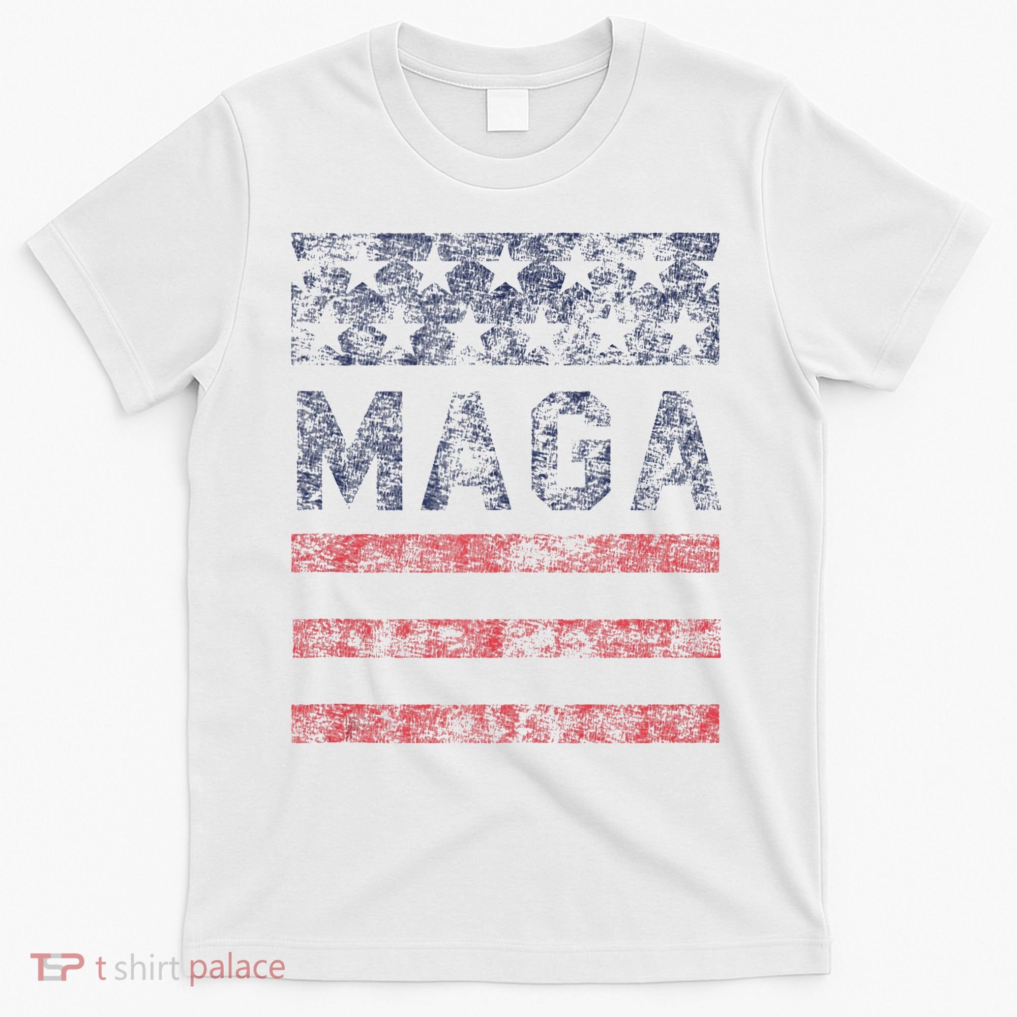 MAGA Stars & Stripes Retro Vintage Distressed Graphic T-Shirt