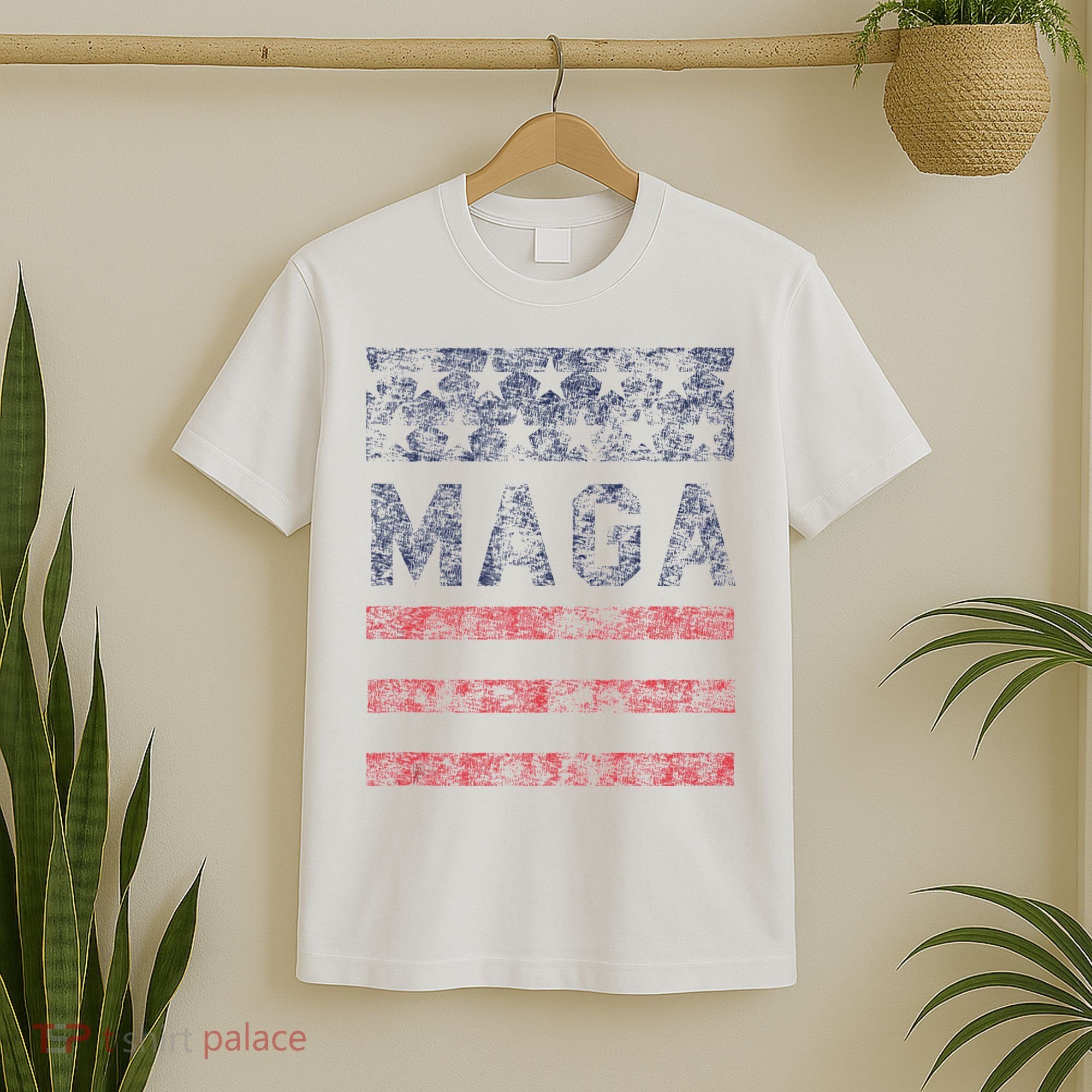 MAGA Stars & Stripes Retro Vintage Distressed Graphic T-Shirt