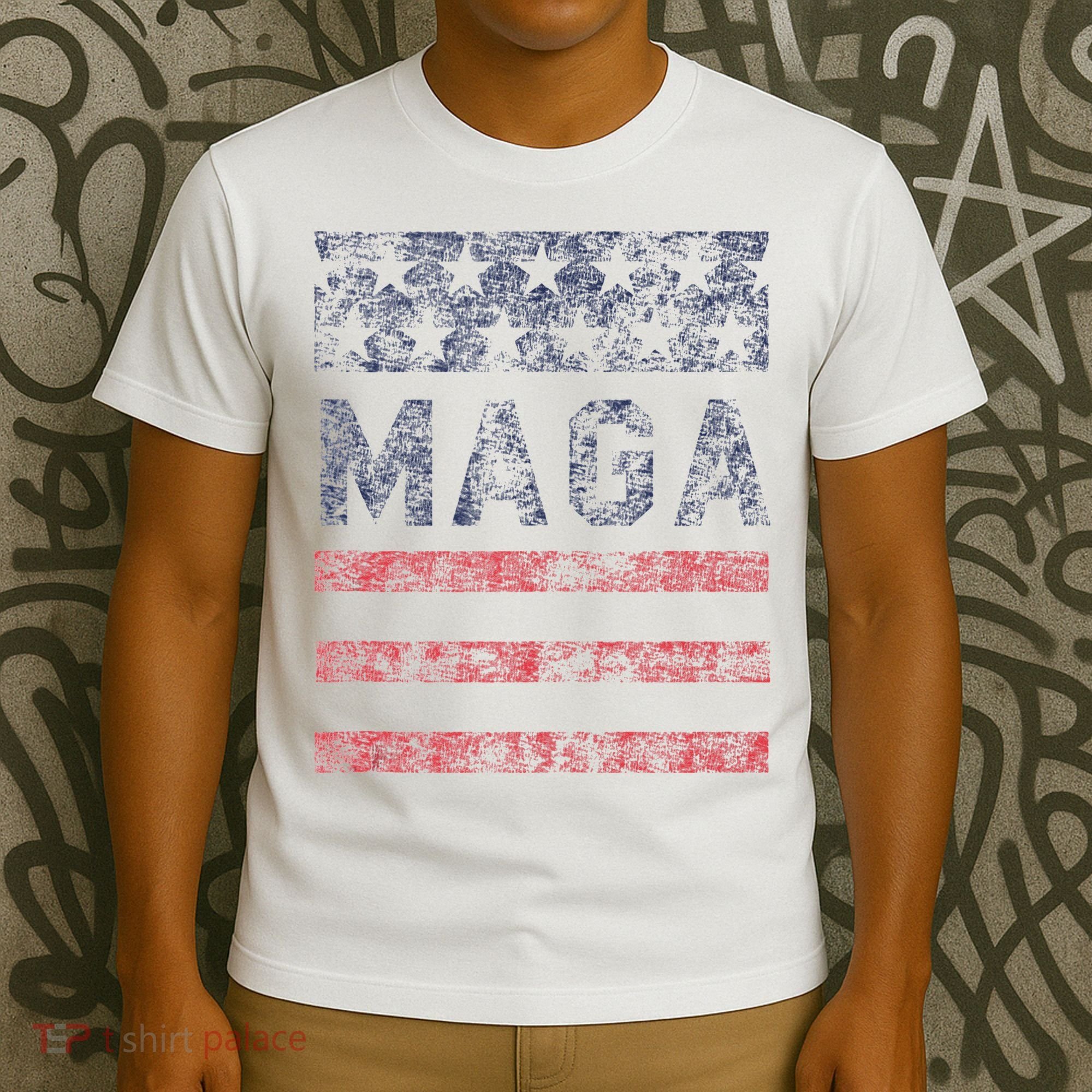 MAGA Stars & Stripes Retro Vintage Distressed Graphic T-Shirt