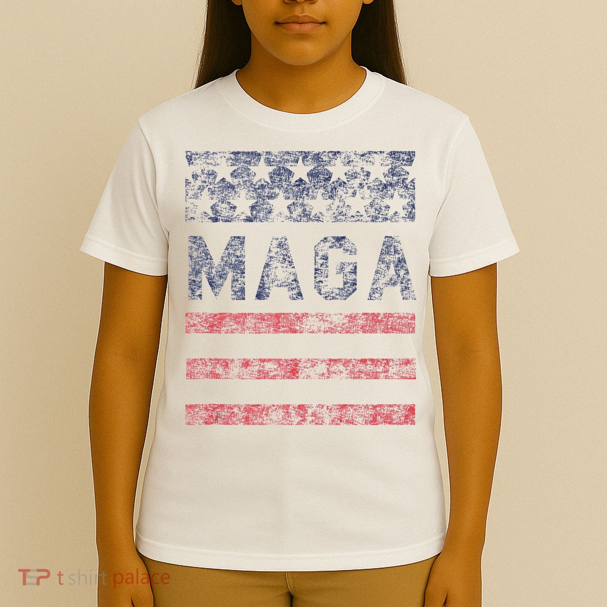 MAGA Stars & Stripes Retro Vintage Distressed Graphic T-Shirt
