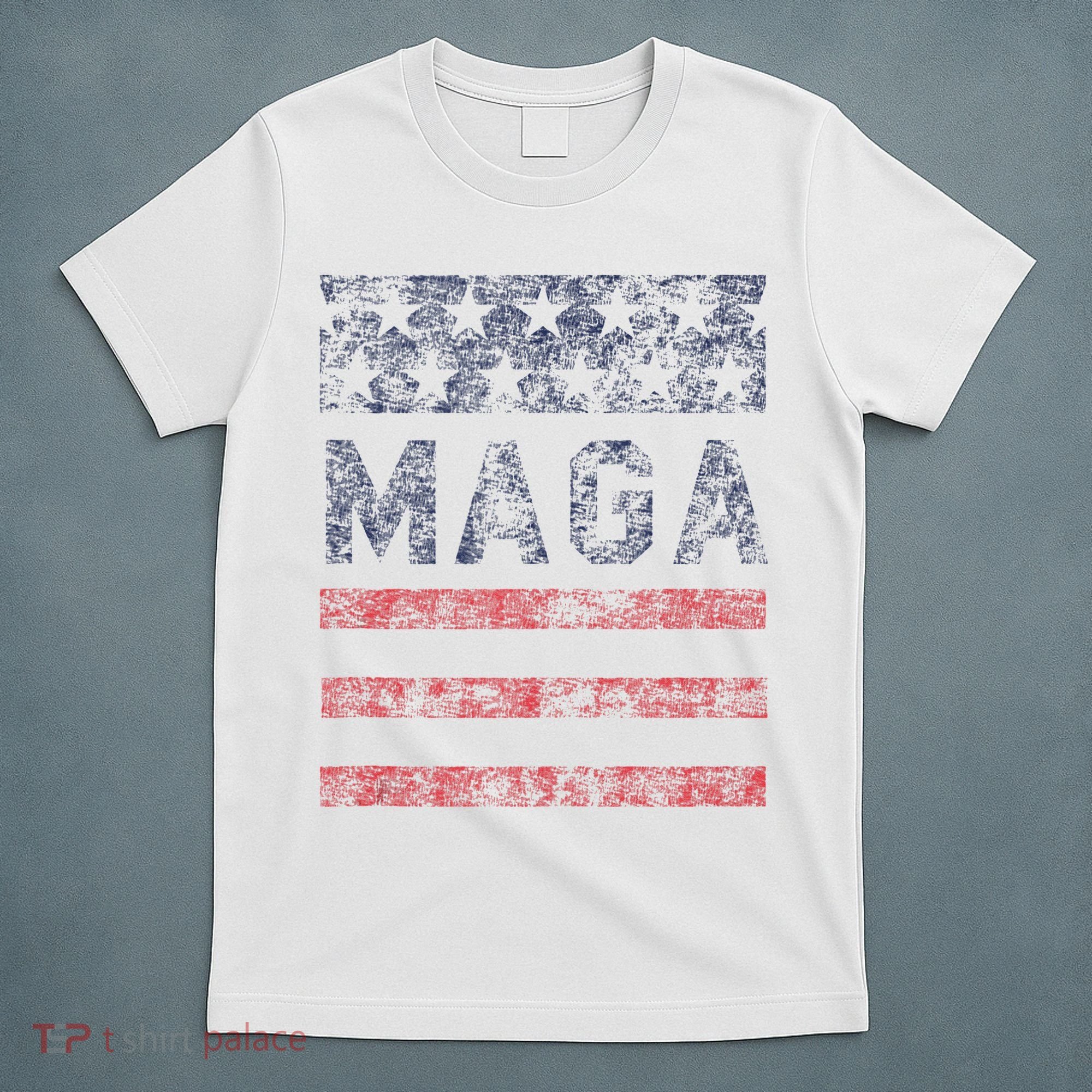 MAGA Stars & Stripes Retro Vintage Distressed Graphic T-Shirt