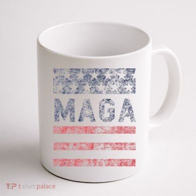 MAGA Stars & Stripes Retro Vintage Distressed Graphic Coffee Mug back